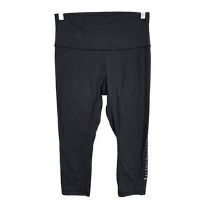 Womens Lululemon Black High Waisted 7/8 Length Leggings "Love Your Life" Size 8